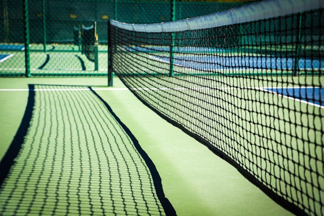 black and white tennis net