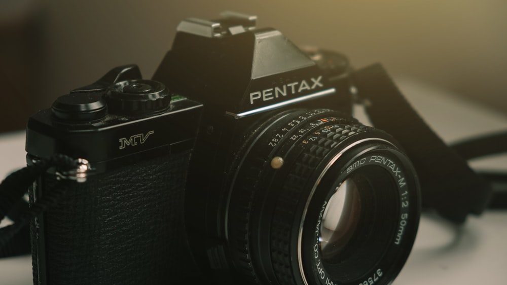 a close up of a camera on a table