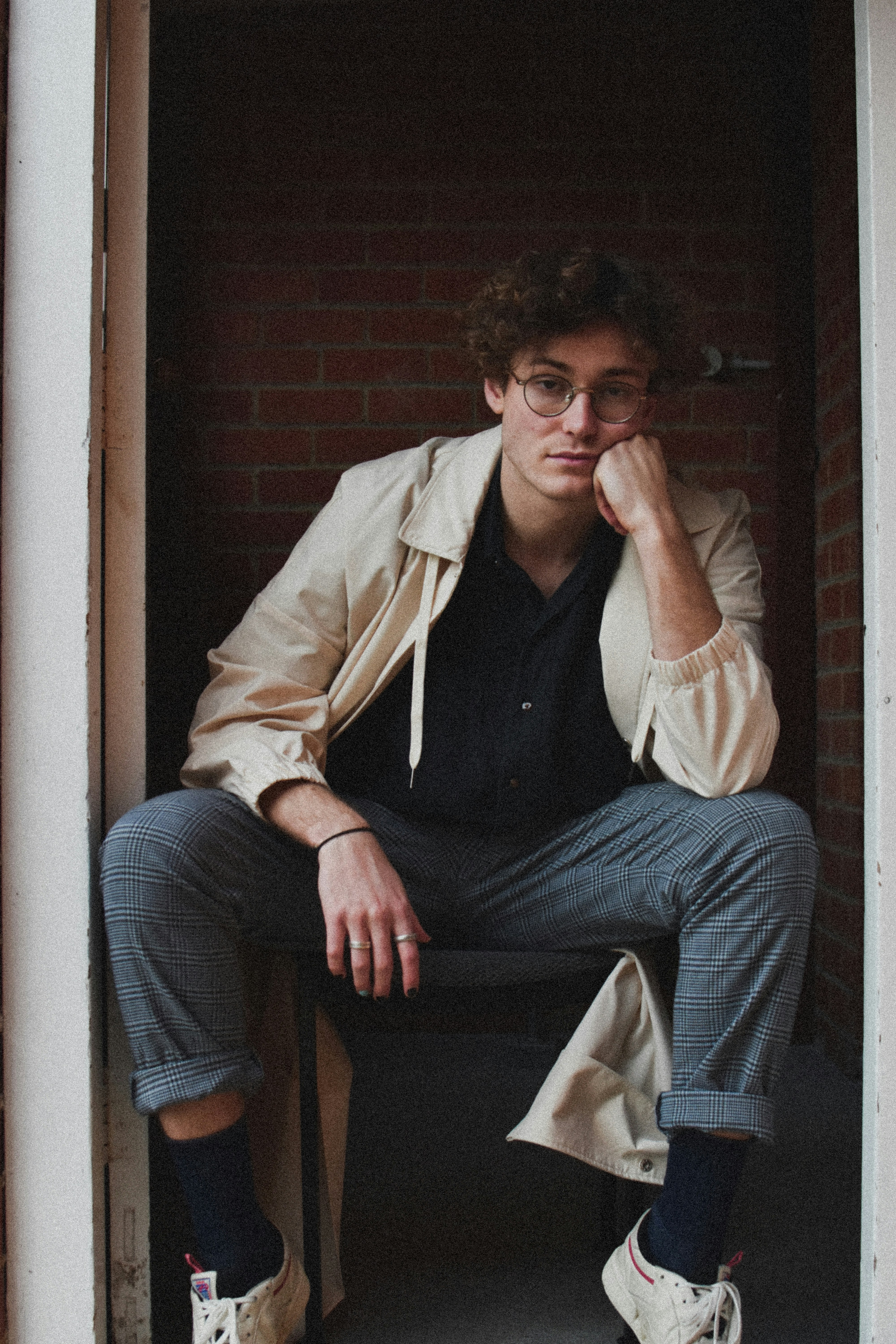 great photo recipe,how to photograph man in brown jacket and blue denim jeans sitting on brown wooden chair