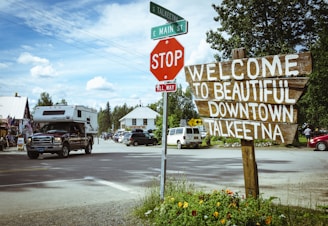 red and white stop road sign