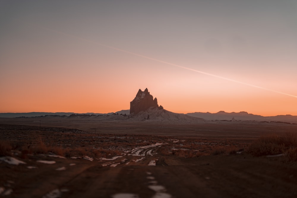 brown sand field during sunset