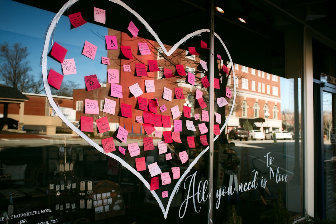 red and white heart shaped hanging decor, A window into love.