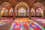 green red and yellow floral ceiling