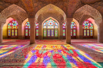 green red and yellow floral ceiling