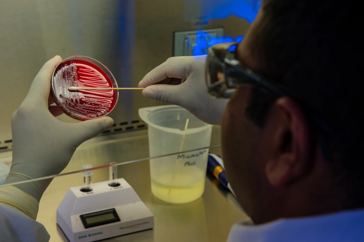 Lab measuring beaker on bench