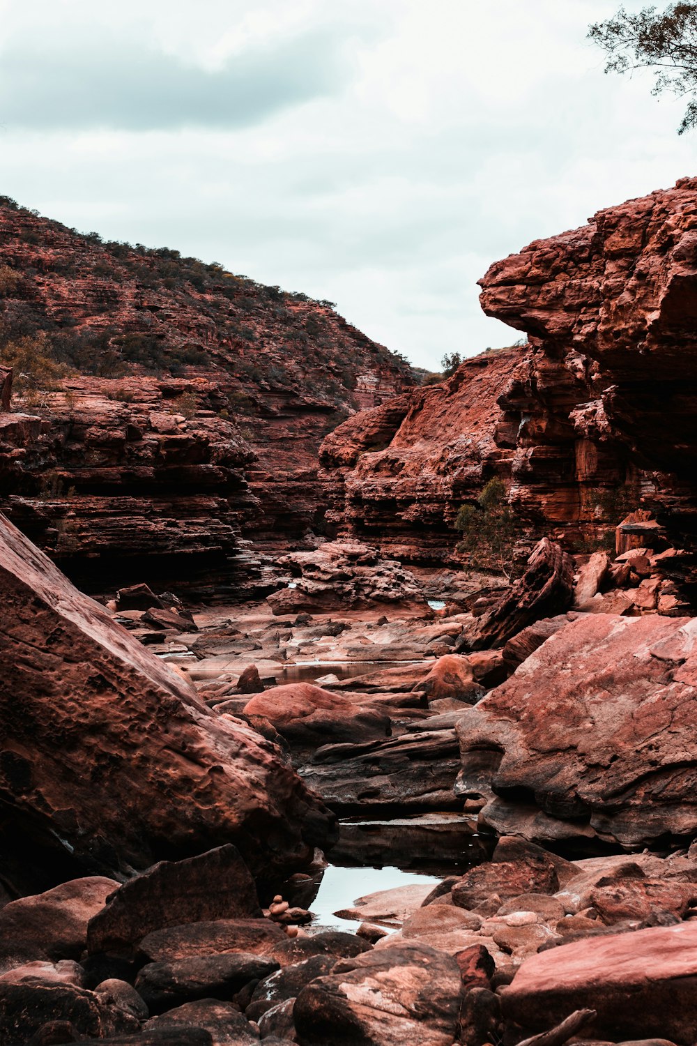 brown rock formation under white clouds during daytime