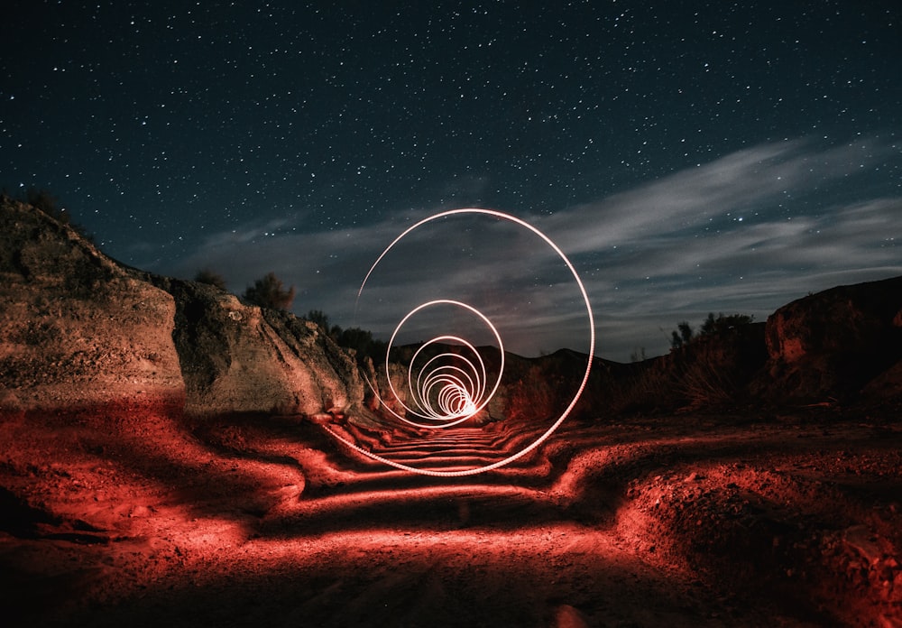 time lapse photography of light in the sky during night time