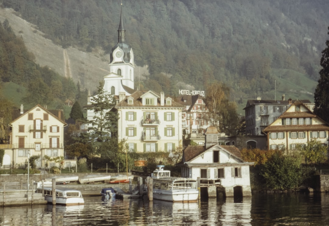 white and brown concrete building near body of water during daytime