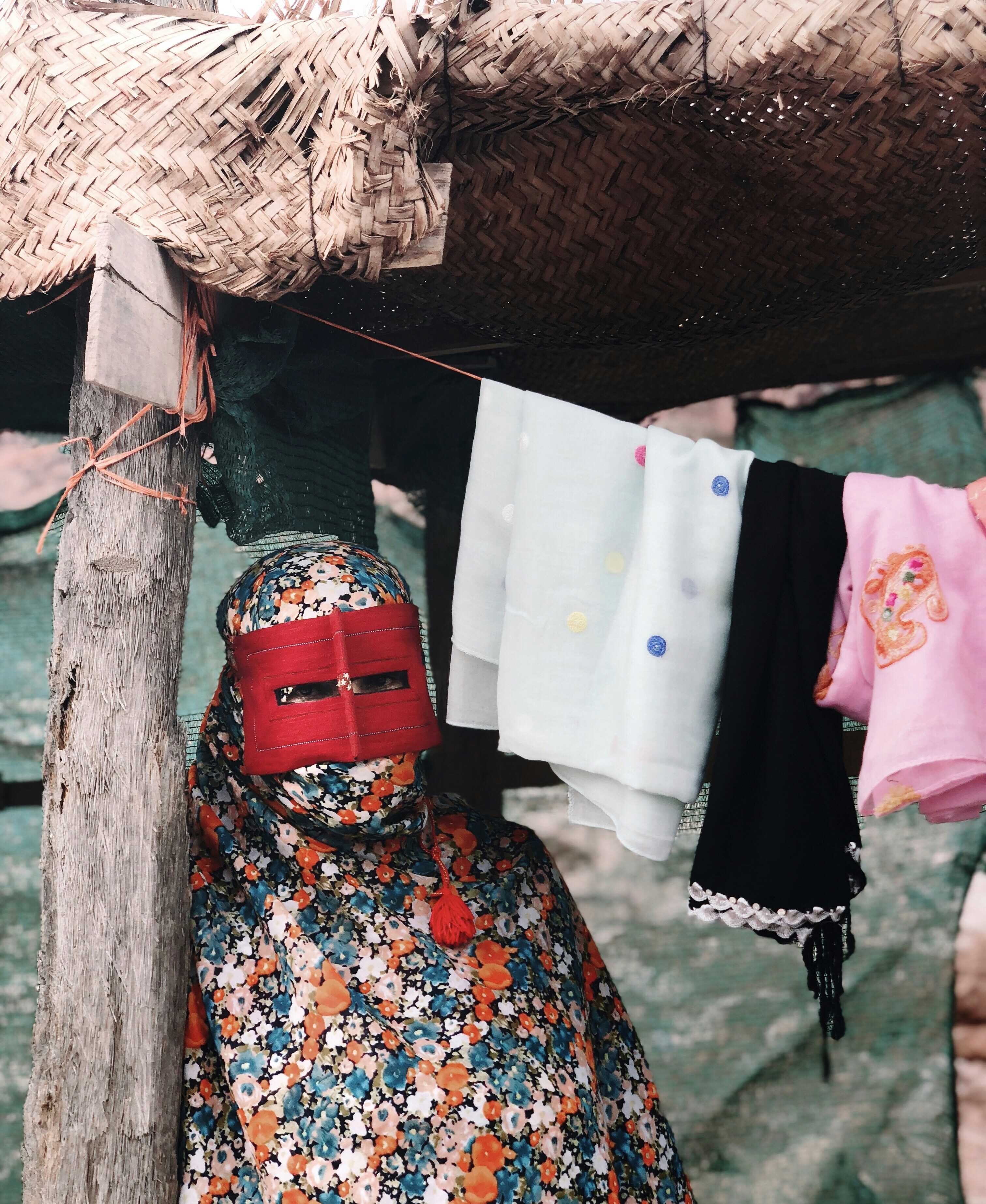 white and blue floral textile