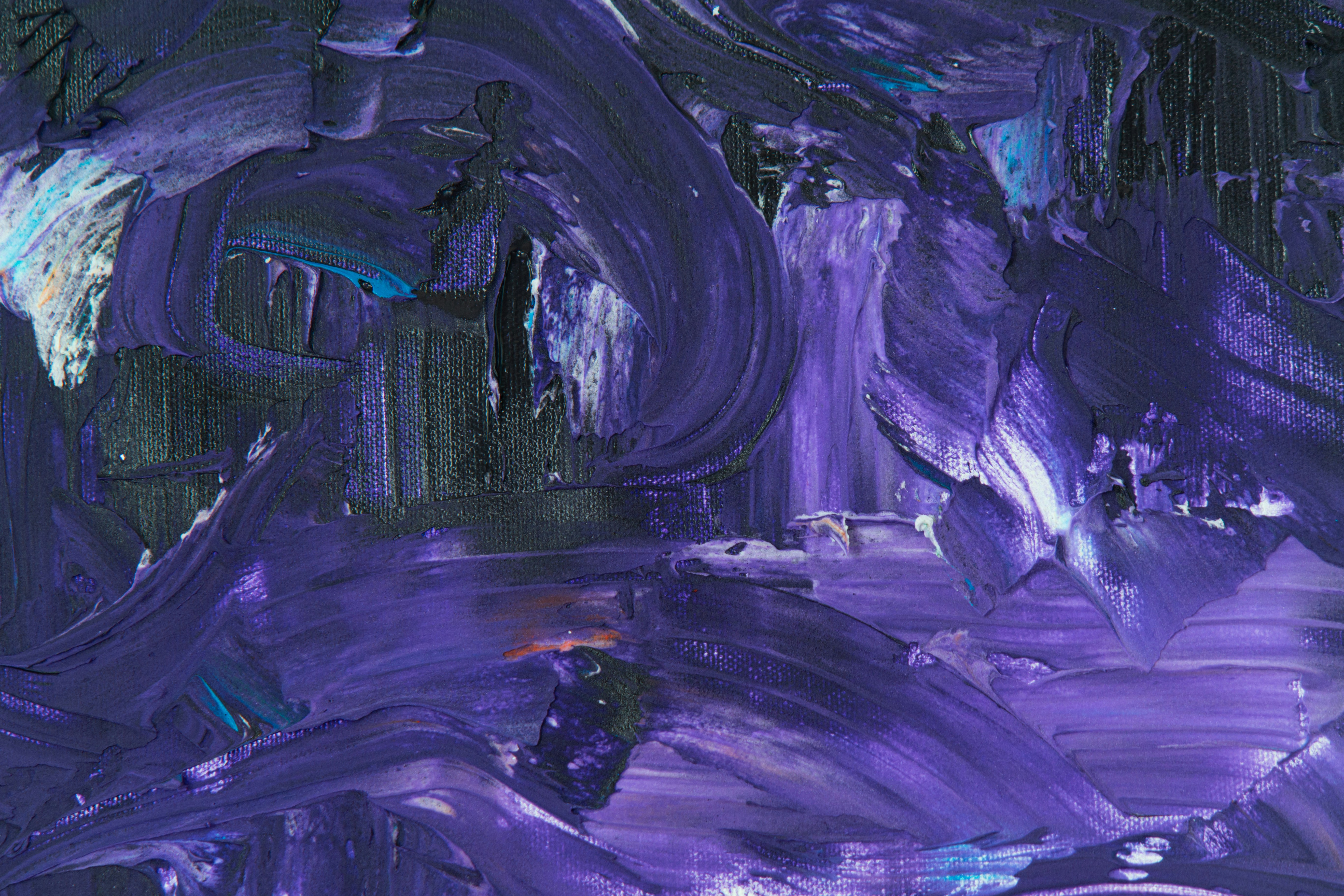 青、オレンジ、紫の抽象画の写真 – Unsplashの芸術の無料画像