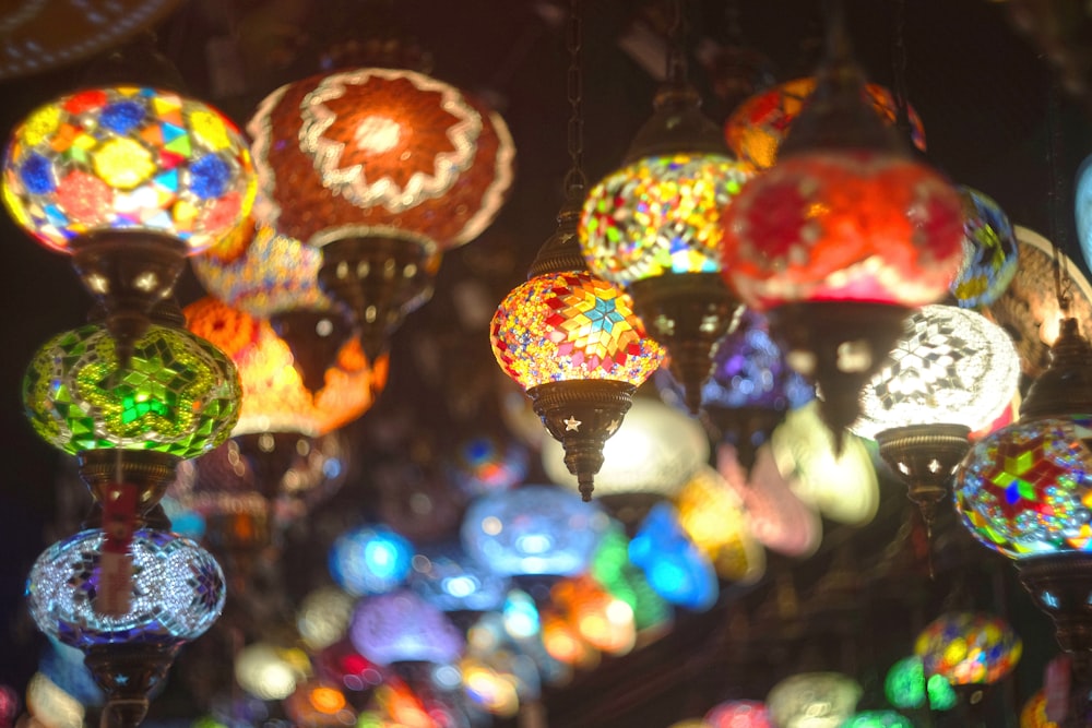 orange and white pendant lamps