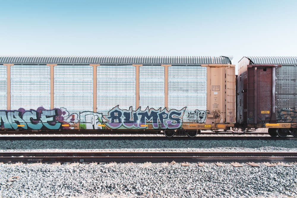 white and brown train on rail track during daytime