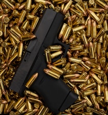 Handgun and ammo.  Gun not in concealed carry holster.