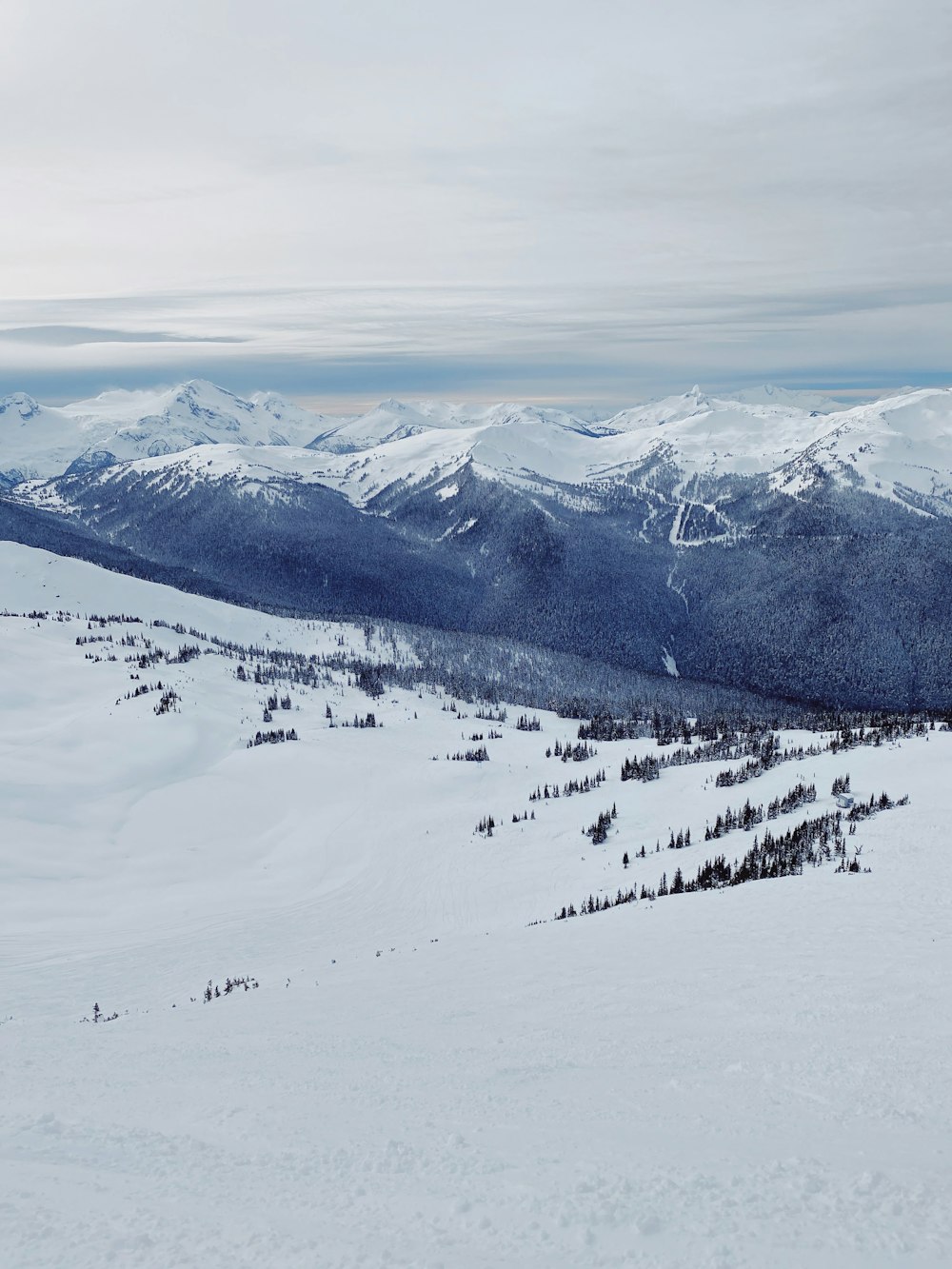 snow covered mountain under cloudy sky during daytime