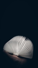 An open book with glowing pages, representing knowledge and divine insight.
