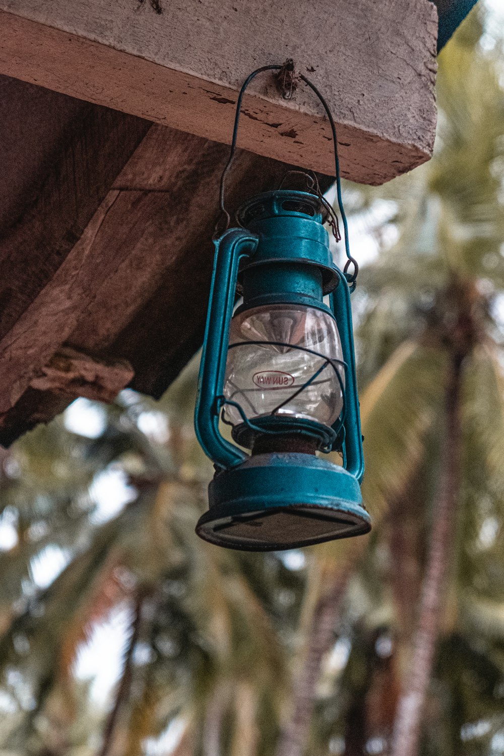 blue and black hanging lamp