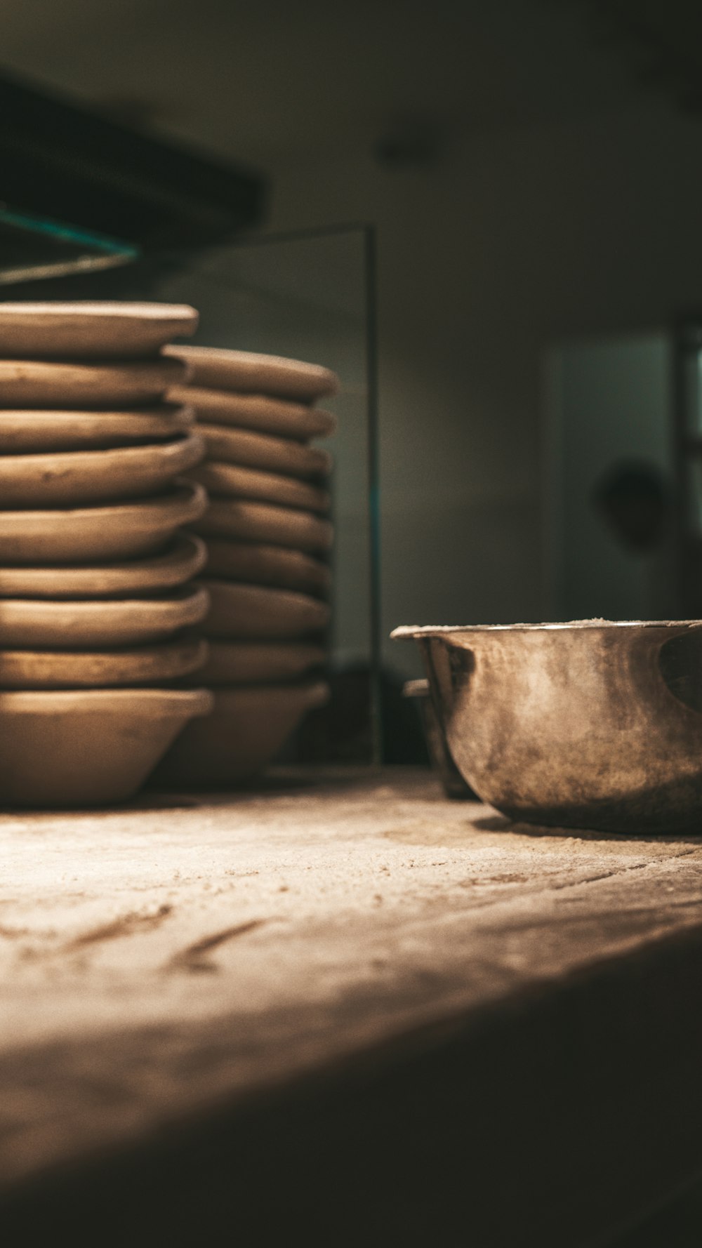 stack of brown clay pots