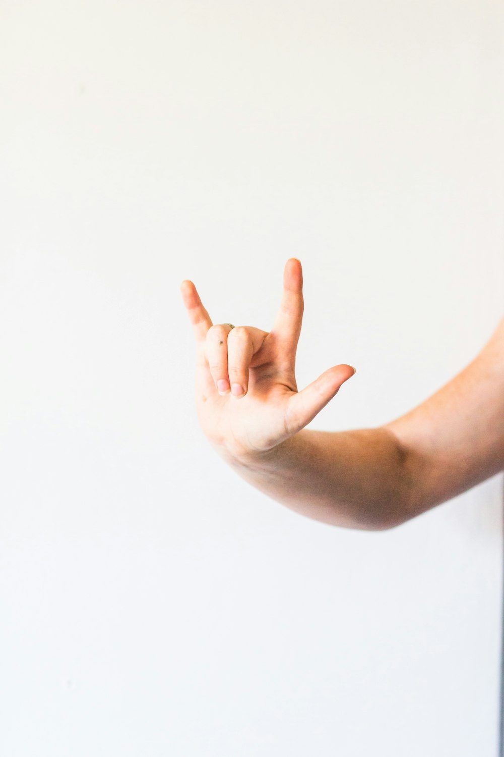 persons left hand with white background