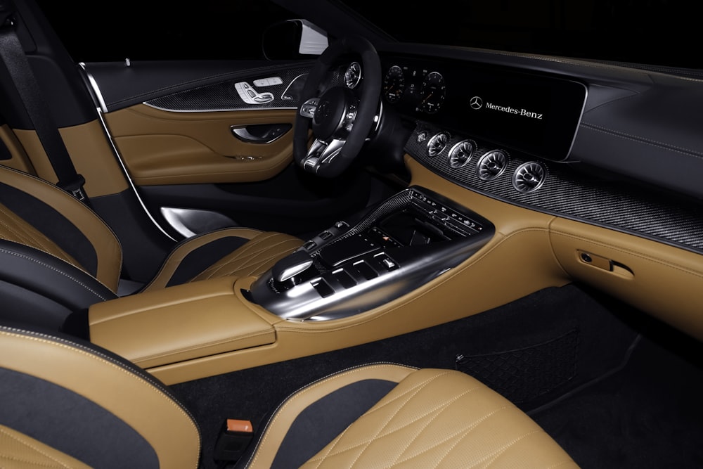 brown and black car interior