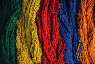 red yellow and blue textile