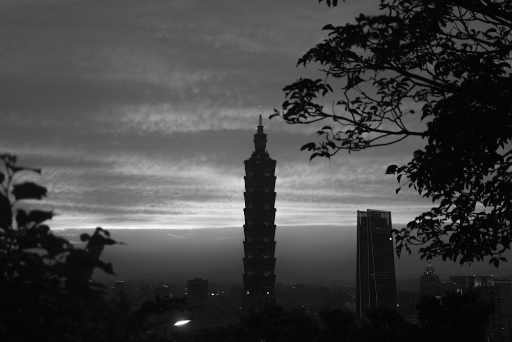 silhouette of building during night time