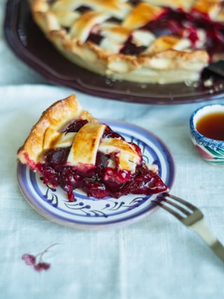 pie on white ceramic plate