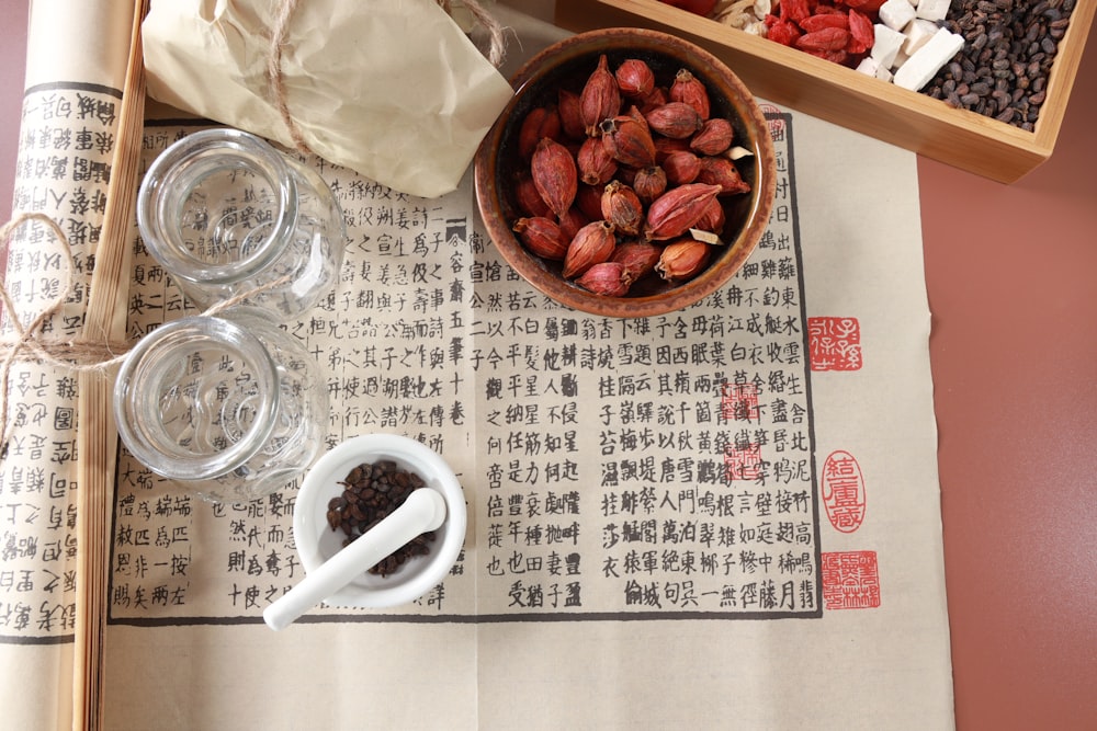 white ceramic mug on white and brown table cloth