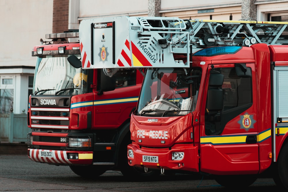 red and white fire truck