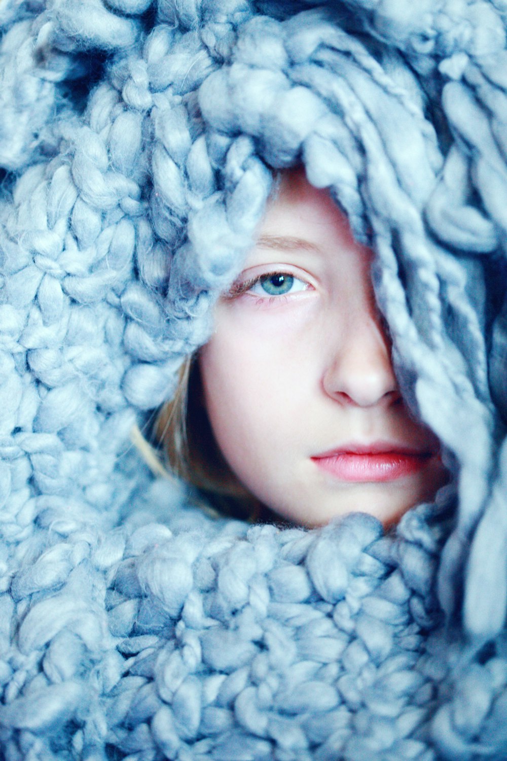 woman with white fur scarf