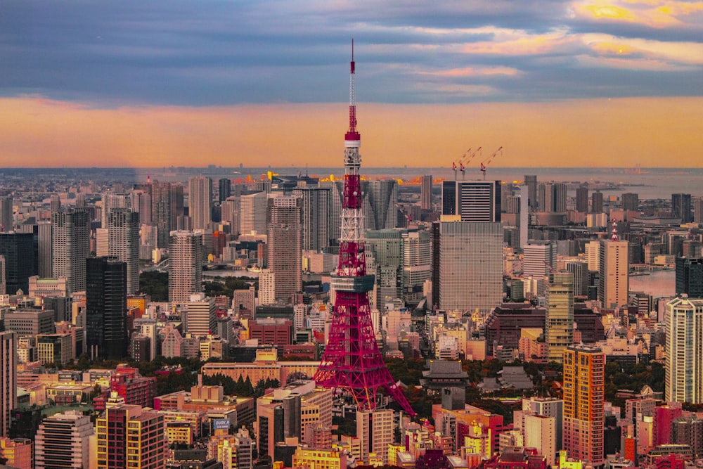 日中の都市の建物の航空写真