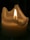 A partially melted candle with a bright flame flickers gently, casting a warm glow. The wax has formed organic, flowing shapes around the top.