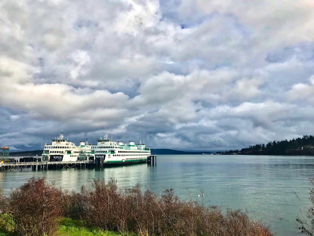 white cruise ship on sea under cloudy sky during daytime