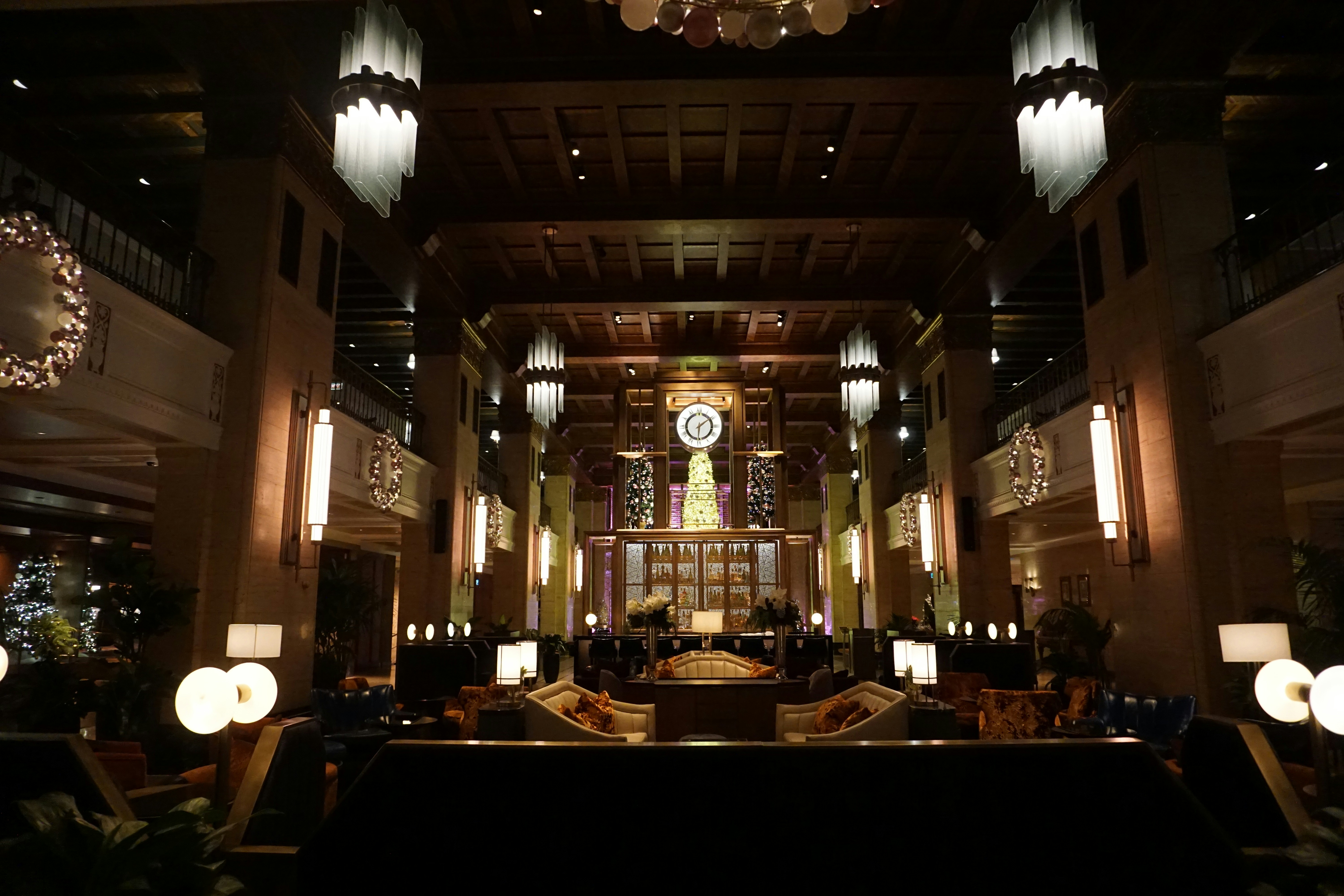 Luxury hotel lobby with elegant interior design