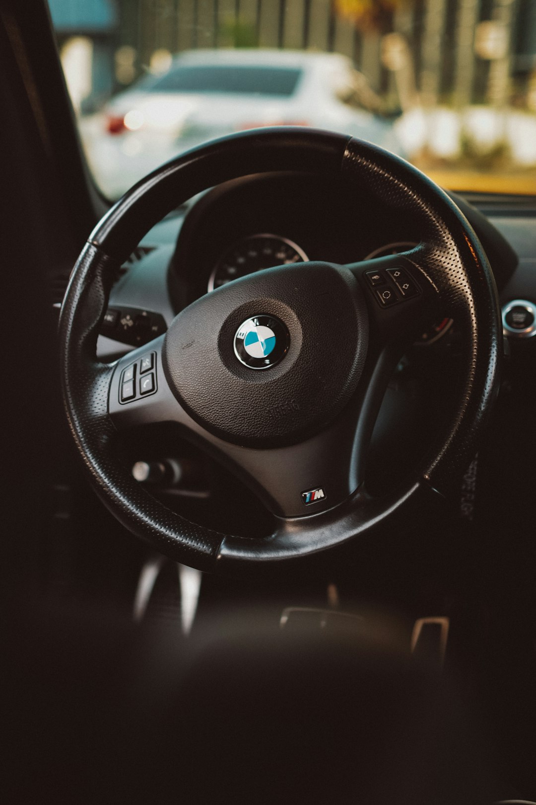 black bmw multi function steering wheel