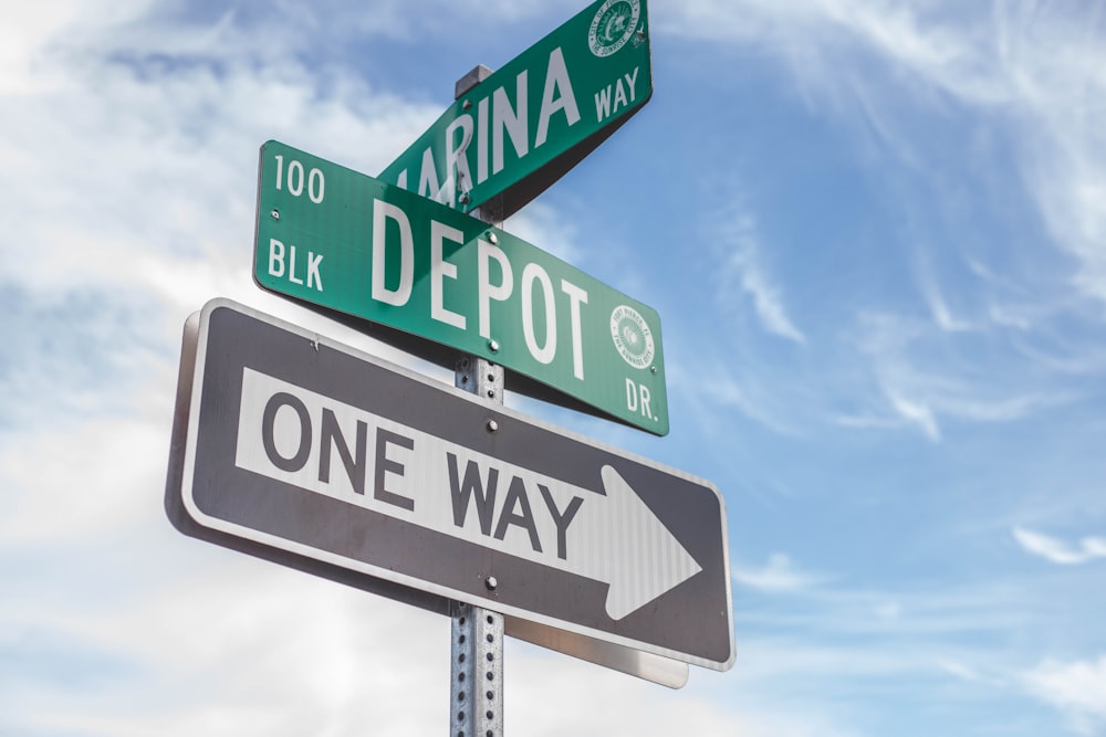 green and white street sign