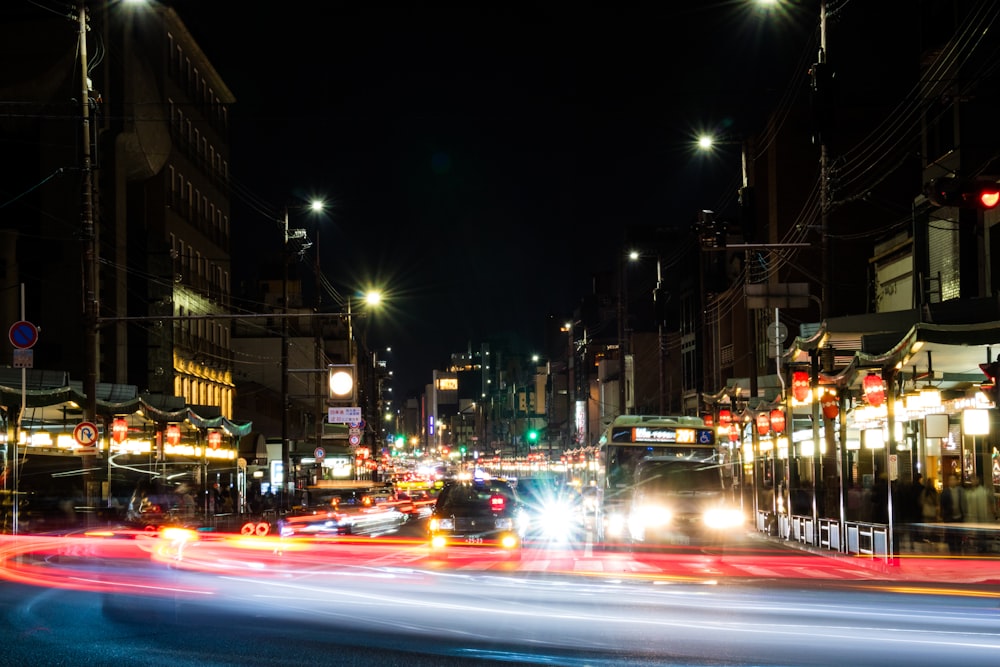 cars on road during night time