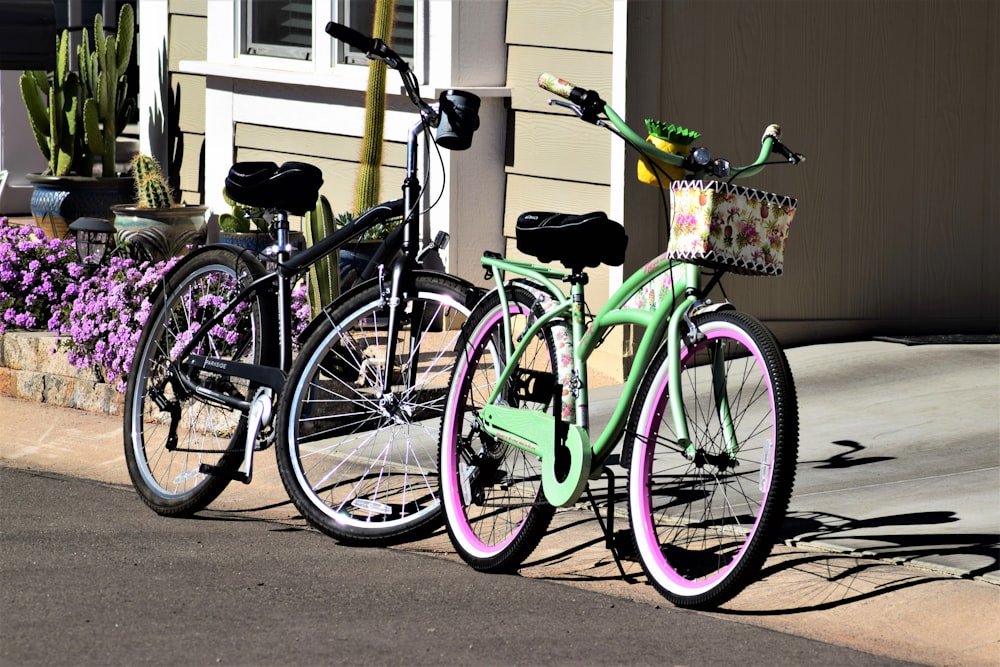 pink and black city bike