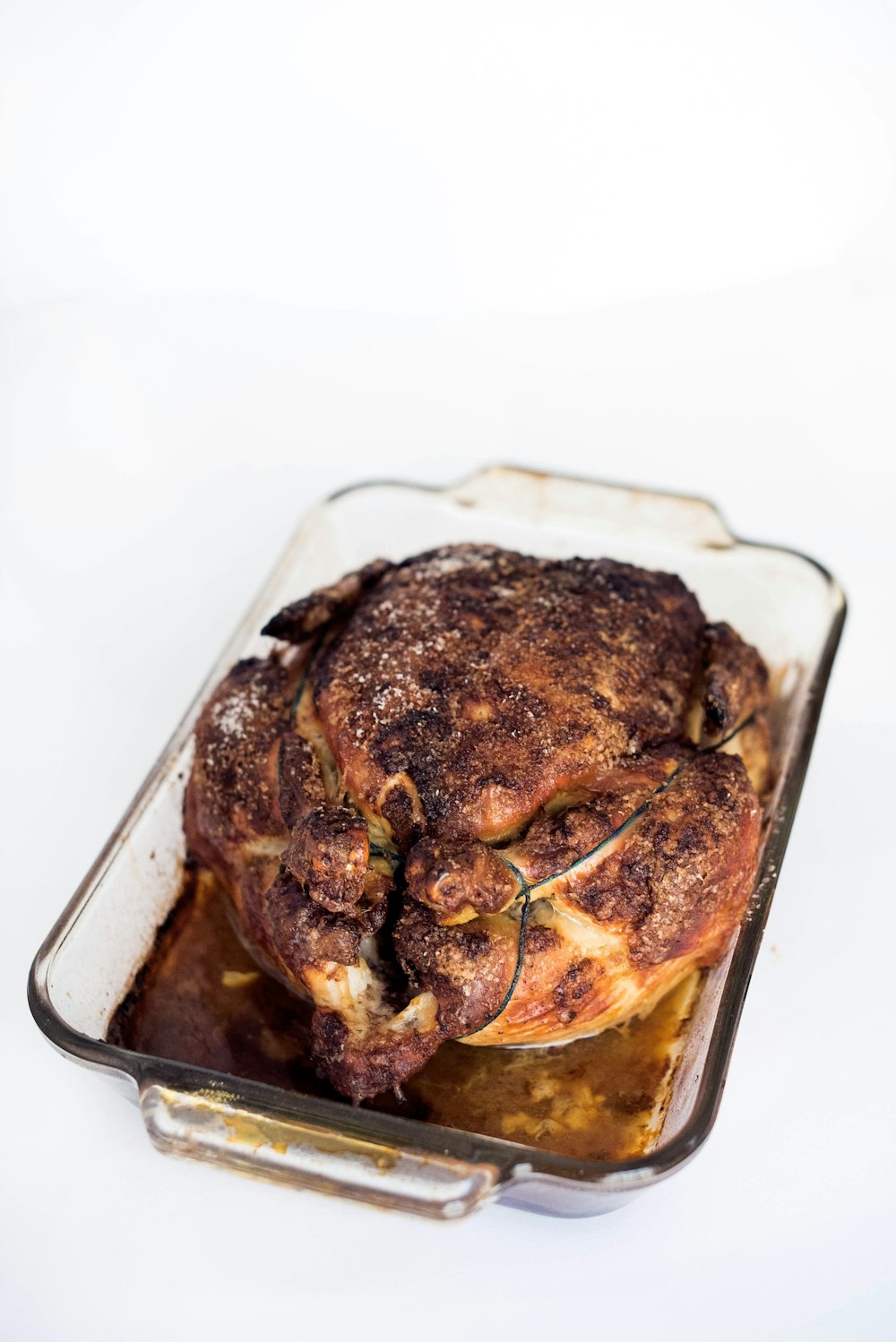 cooked food on clear glass tray