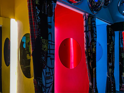 Creative themed party with colorful textiles, custom props, and artistic lighting.