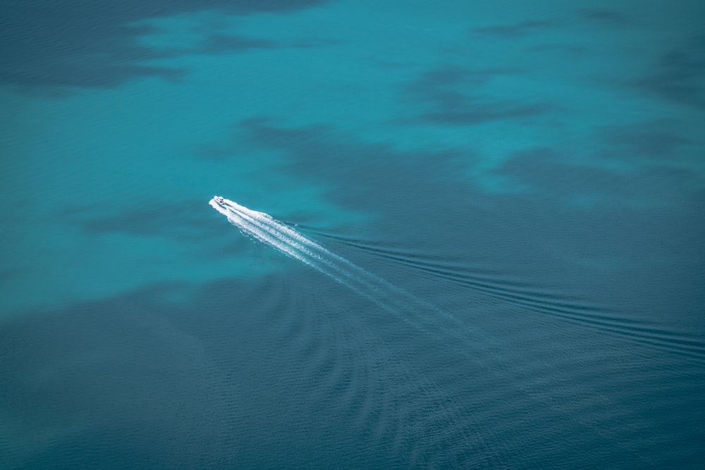 Weißes Boot auf blauem Wasser