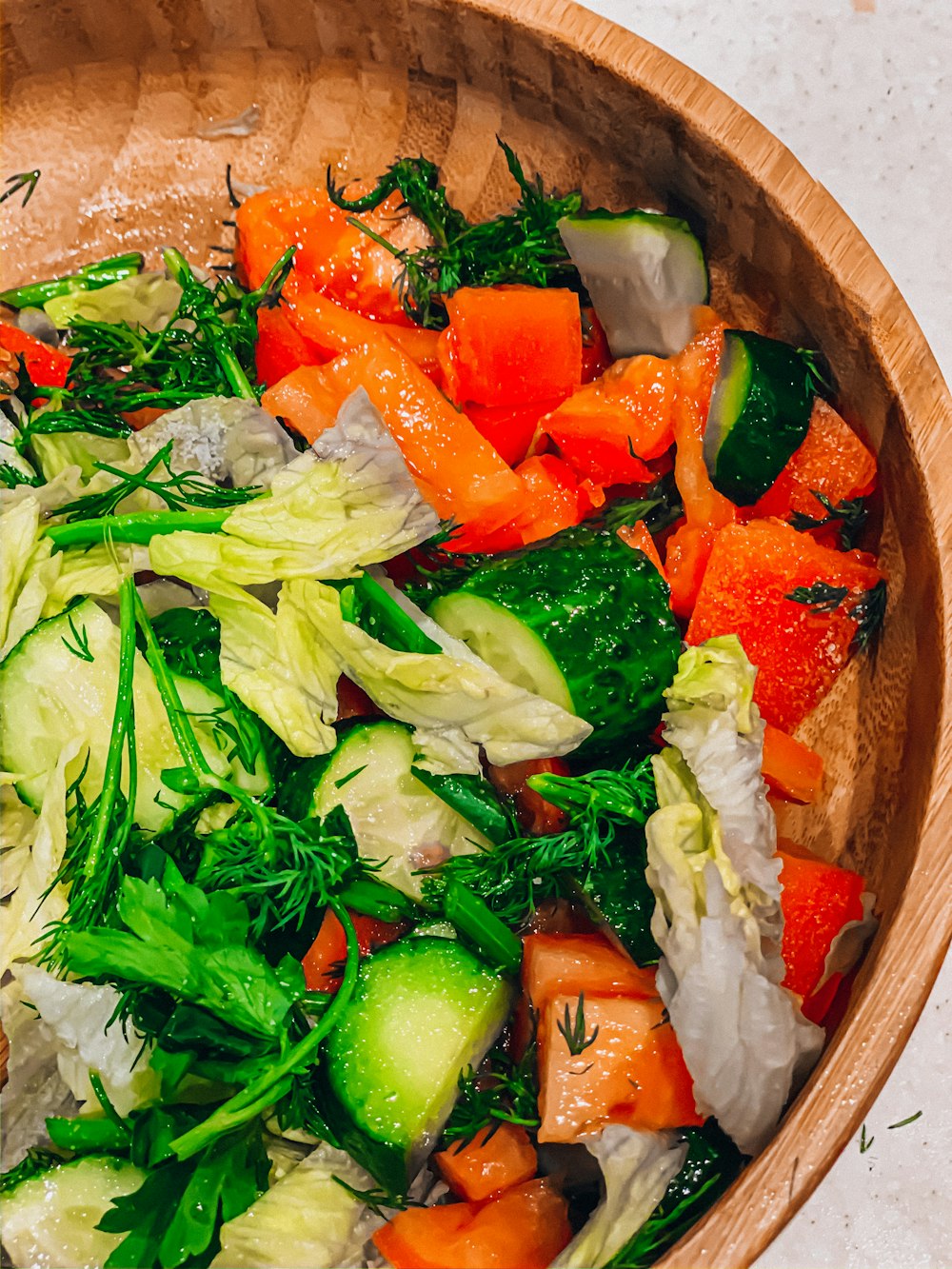 sliced carrots and green vegetable salad