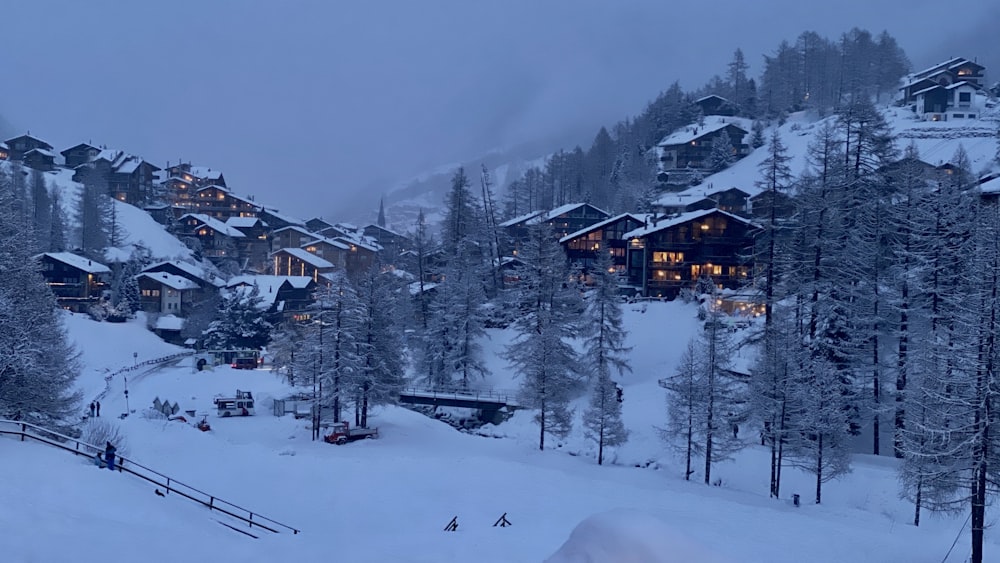 brown wooden house on snow covered ground during daytime