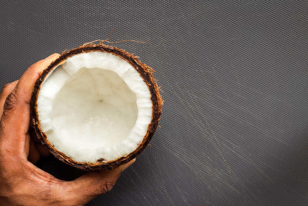 white and brown round container