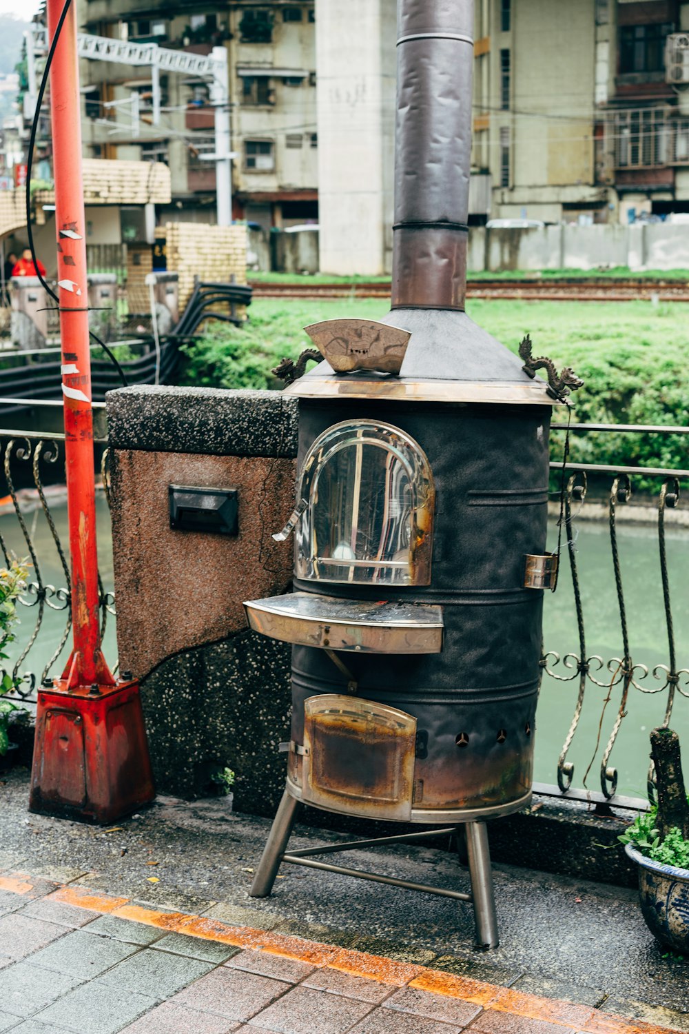 black and red metal fire hydrant