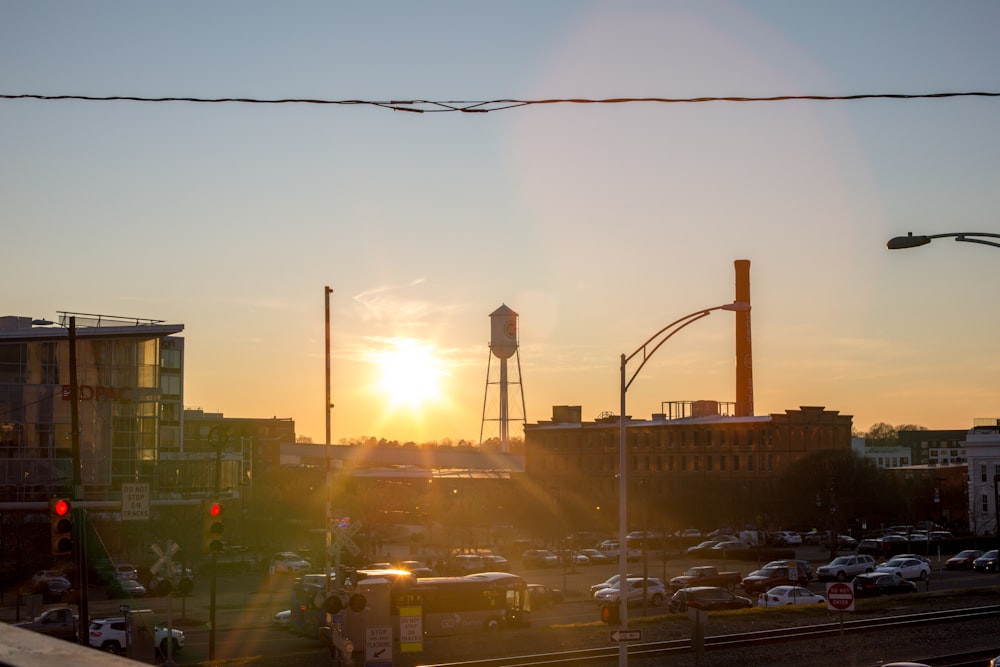 cars on road during sunset