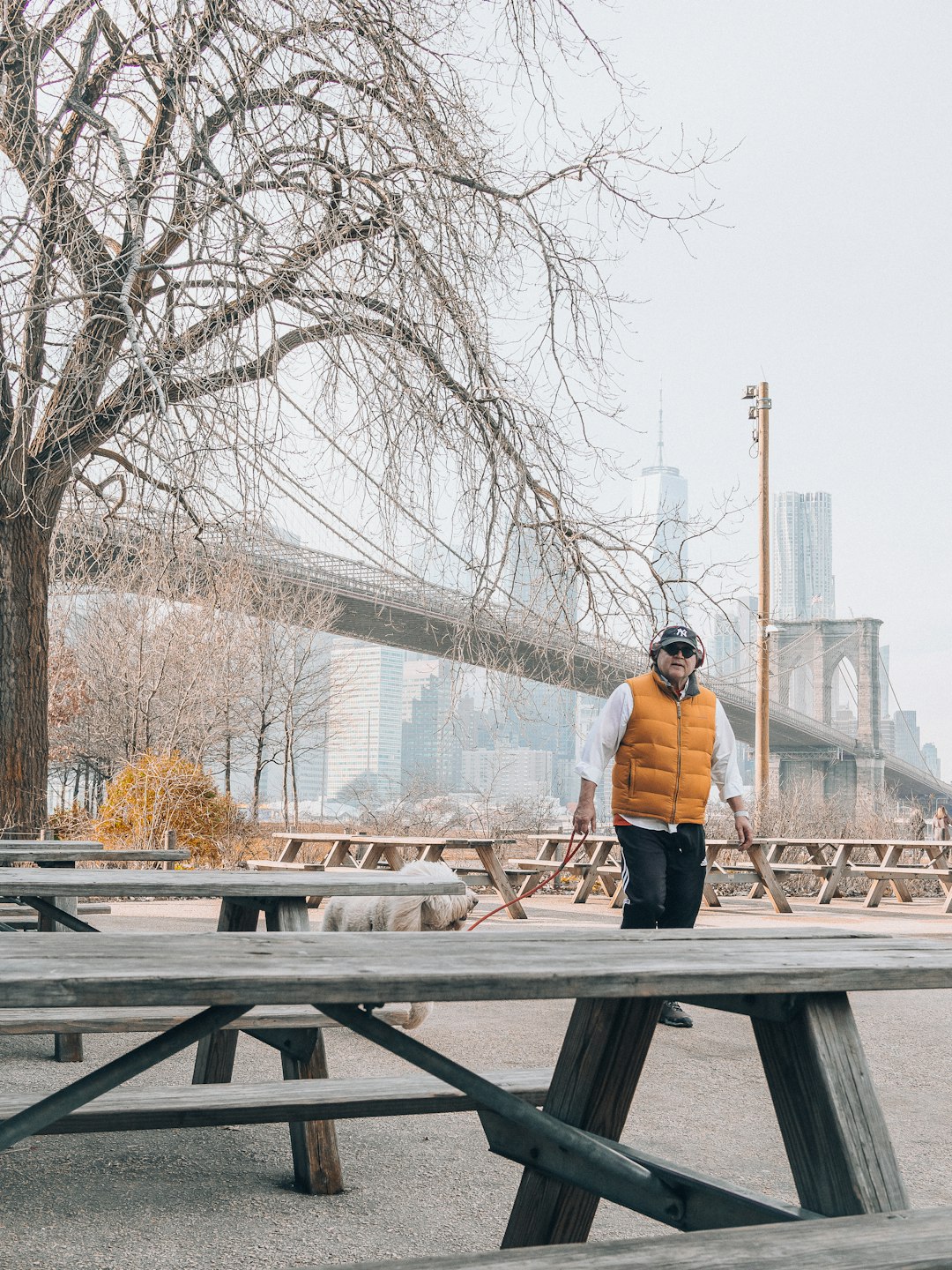 woman in black jacket and brown pants standing on bridge during daytime