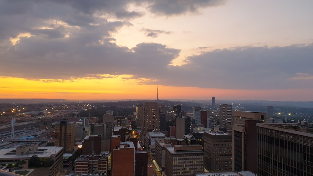 city skyline during golden hour