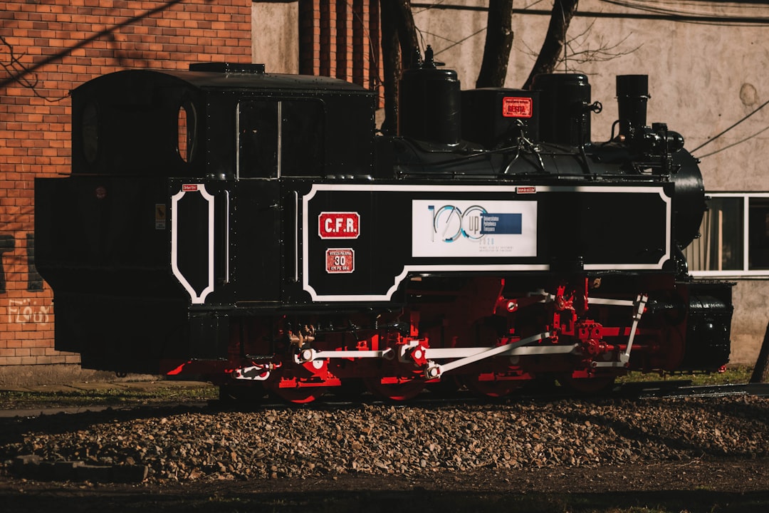 black and red train on rail tracks