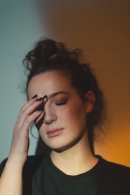 woman in white crew neck shirt