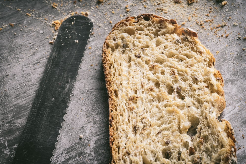 brown bread on black textile